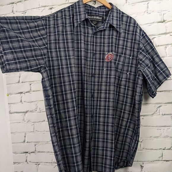 Vintage y2k pelle pelle short sleeve shirt black and blue checks Large - Picture 7 of 7